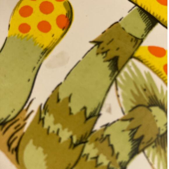 Vintage 70s White Tile Black Cast Iron Yellow Orange Mushrooms Wall Art Trivet - Picture 6 of 16